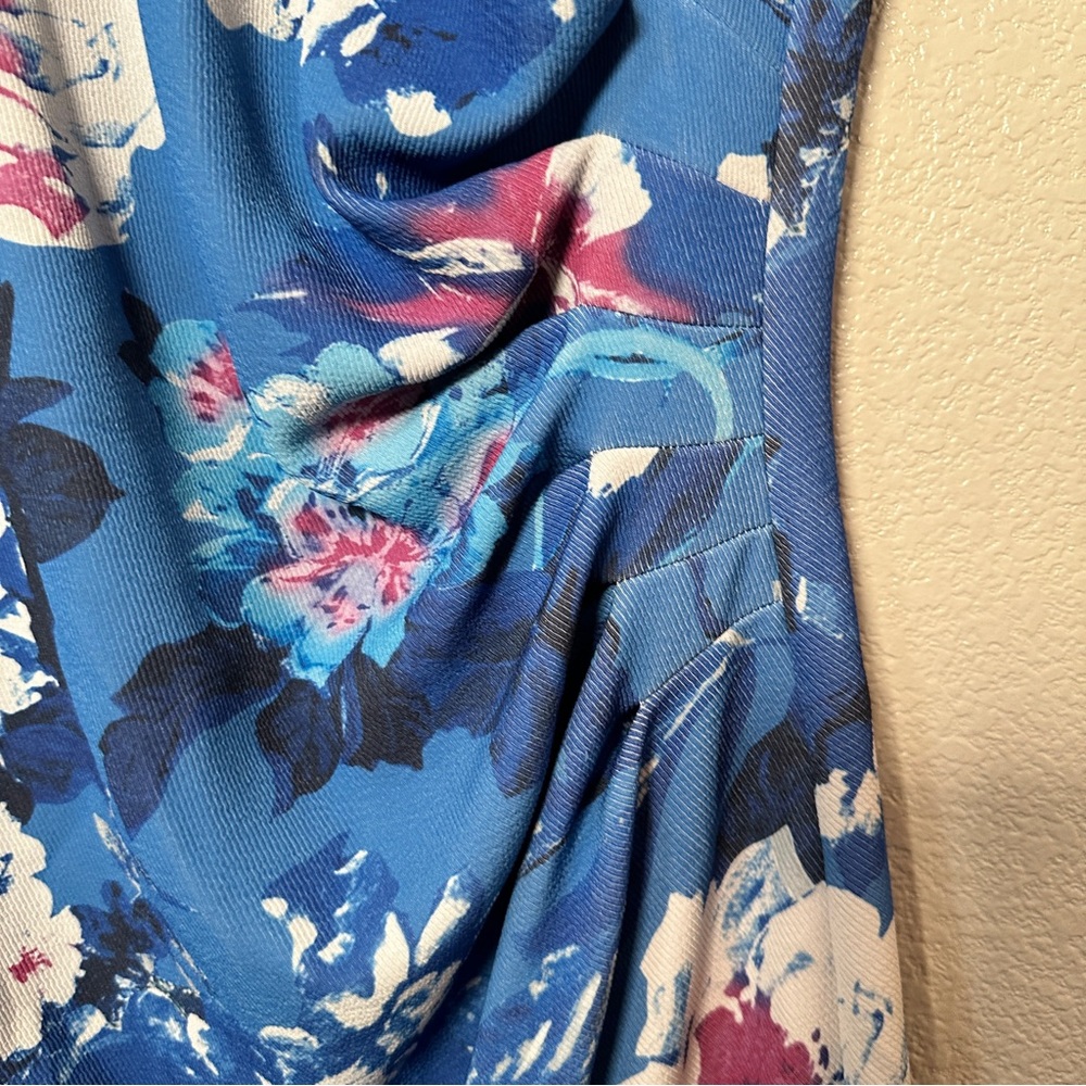 Adrianna Papell Sheath Floral Side Drape Dress Sz 12 - Picture 3 of 10